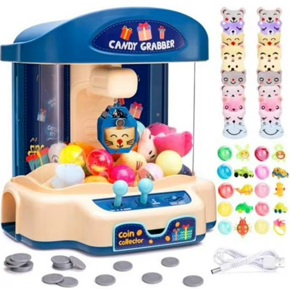 LOYO Claw Machine for Kids, Mini Vending Machine with 30Pcs Toys, Candy Dispenser Arcade Game for Kids 6 7 8 9 10 Birthday Gifts