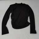 Sampeel Two Piece Lounge Set for Women 2 Piece Fall Outfits 2025 Mock Neck Ruched Tops Wide Leg Pants Travel Airport (Small, Black (Regular))