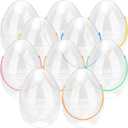  Giant Clear Easter Eggs Fillable Jumbo Plastic Easter Eggs Large Clear Easter Egg Empty for Easter (10 Pcs - Clear with Colorful Handle (10 Inch))