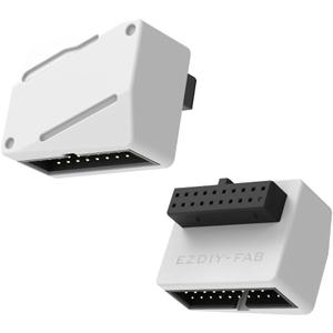 EZDIY-FAB USB 3.2 Gen 1 19-Pin 90 Degree L-Shape Adapter, Motherboard USB 3.0 Internal Header Adapter, 19-Pin Male to Female Converter for Front Panel USB-A,White -STD