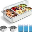 Countertop Food Serving Display Container, Cold Food Buffet Server, Salad Bar Buffet Station for Home & Cold Serving Trays for Parties, Restaurant or Kitchen(6 Pans 2 Sizes), 1/6 and 1/3 pans
