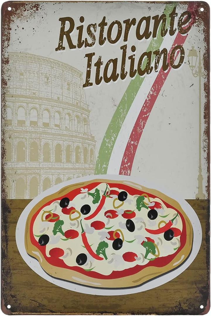 Vintage Metal Sign - Pizza Fast Food Shop Retro Tin Decorative Sign Wall Decor Metal Plate