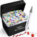 Caliart Alcohol Based Markers, 180 Colors Art Marker Set Fine & Chisel Dual Tip, Permanent Colored Pens for Adults Coloring Book Artists Illustration Sketch Lettering Drawing Cards Planner
