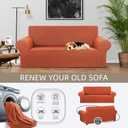 KEKUOU Stretch Loveseat Sofa Cover Slipcover,Couch Covers for 2 Cushion Couch Sofa (55"-78") Furniture Protector Sofa with Elastic Bottom for Kid,Dog. Jacquard Small Checked (Medium,Pureed Pumpkin)