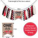 Race Car One High Chair Banner - Race Car 1st/First Birthday Party Decorations,Boy First Race Car Banner,Car Racing One Birthday Highchair,Race Car 1st Photo Prop Cake Smash