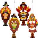 4 Pcs Turkey Windsock Thanksgiving Windsocks Yard Decorations Flag Fall Garden Windsock for Outside Fade Resistant Flag for Thanksgiving Yard Party Decorations