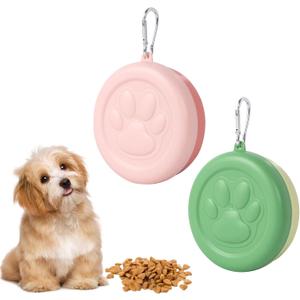 SLSON 2Pack Dog Treat Pouch Pet Food Container for Travel Walking Training Trips Puppy Treats Storage Bag Holders for Leash with Carabiners