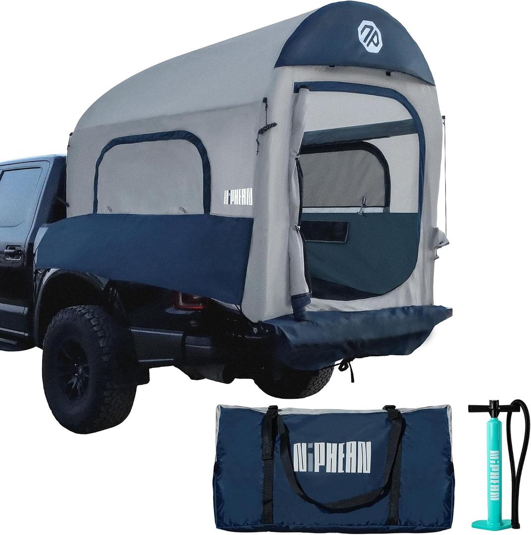 Niphean Truck Bed Tent for Camping 5ft-8ft for 2+1 People, 2 Mins Setup, Blue Gray