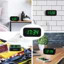 KWANWA 1.2 Inch Small Digital Alarm Clock, Green LED Display with Adjustable Brightness & Night Mode, Battery Operated Portable Desk Clock, for Bedroom, Travel, Kids, Wall Mount (Snooze, 12/24H), Black Case-green Led