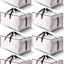 8 Pack Large Strong Moving Bags with Zippers & Carrying Handles - Water-Resistant - Heavy Duty Storage Tote for Space Saving, Fold Flat, Alternative to Moving Box (Semi-Transparent)