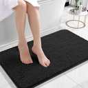 OLANLY Bathroom Rugs 24x16, Extra Soft Absorbent Chenille Bath Rugs, Rubber Backing Quick Dry, Machine Washable Bath Mats for Bathroom Floor, Tub and Shower, Home Decor Accessories, Black