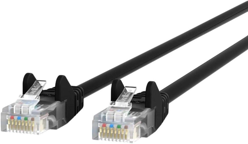 Belkin CAT6 Snagless Ethernet RJ45 M/M Patch Cable for Connecting to LANs or Internet for Use with 100-1000BASE-T Networks, 2m Length, Black (A3L980BT02MBLKS)