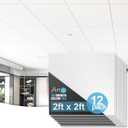 Art3d 12-Pack Smooth Drop Ceiling Tile 2ft x 2ft - Fire-Rated, Waterproof, Reusable - Preimum PVC, No Sag and Breakage - Cover 48 Sq. Ft, White