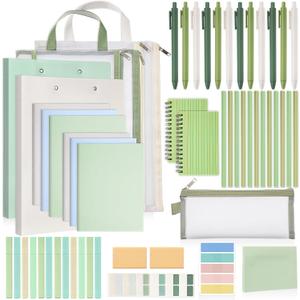 Colarr 54 Pcs Aesthetic College School Supplies Back to School Set,Green