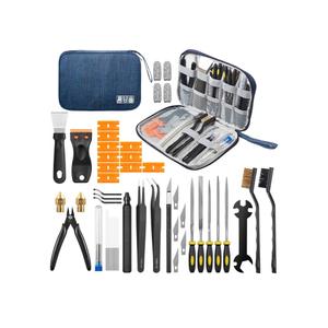 3D Printer Tools Kit, 46Pcs 3D Printer Accessories & Cleaning Kit for All FDM/SLA Printers with Nozzle Cleaner, Scraper, 5 Types Files, Brushes, Wire Cutter, Engraving Knife, Deburring Tool