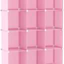 AWTATOS Cube Storage Organizer Protable Closet Organizers and Storage for Kids DIY Stackable 12 Cube Storage Shelves Clothes Organizer for Bedroom, Home, Pink