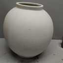White Ceramic Vase - Large 10.8 Inch Round Floor Vase for Centerpieces, Farmhouse Flower Vases, Rustic Minimalist Home Decor (Sandstone White)