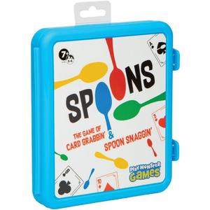 PlayMonster Spoons in a Case, Card Games for Kids - Spoons Game, Fun Family Games for Kids and Adults, Game Night, Travel Games, 3-6 Players, Ages 7+