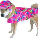 ComfyCamper 80s 90s Dog Costume Beach Cape Visor Hat - Puppy Cat Workout Rollerblade Malibu Ken Movie Halloween Cosplay, M (Pink)