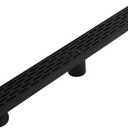 24 Inch Linear Shower Drain Matte Black, Rectangular Shower Floor Drain Kit 304 Stainless Steel, Removable Brick Pattern Grate, Hair Catcher, Leveling Feet