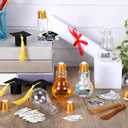 FoldTier 36 Pcs Graduation Party Favors Light Bulb Candy Jars Class of 2026 Graduation Party Supplies for Guests Grad Plastic Light Bulb with Card and Grad Hat Fillable Candy Containers, 100 ml