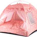 Dog Tent Indoor Cat House Pink Puppy Bed Portable Pet Teepe Princess Dog Camping Tent Outdoor Kitten Houses Cute Bunny Nest Girl Kitty Cave, Medium (15.7"x15.7"x14.6")