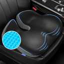 Gel Wedge Car Seat Cushion for Driving Relieves Tailbone Pain, Composite Gel Memory Foam for Cool & Support Comfort, Ergonomic Car Seat Pillow, Elevated Back for Wider Vision, Anti-Slip Design