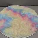 Rainbow Fluffy Round Area Rugs 3Ft Kids Rugs for Girls Bedroom, Soft Unicorn Rug Small Round Carpet Plush Shaggy Circle Rug Pink for Girls Room Nursery Baby Playroom Unicorn Home Decor (2'11" (Round))