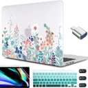 CISSOOK for MacBook Air 13.6 Inch Case 2022 2023 2024 2025 Release Model A2681 A3113 A3240, Matte Frosted Hard Shell Cover with Keyboard Cover for MacBook Air 13.6 M2 M3 M4 - Wildflowers