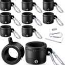 8 Pcs Flag Pole Rings for 0.76-1.0 in Flag Pole with Metal Clip 360 Degree Free Rotating Adjustable Fastener Flagpole Mounting Swivel Ring for 250th Anniversary America Holiday Outside House(Black)