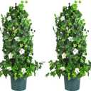 QIANYUN Artificial Plants Outdoor-Fake Ivy- 3FT Outdoor UV Resistant Plant Planter Box and Trellis Evergreen Topiary for Indoor Outdoor Home Front Porch Decor