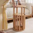 Stackable Stools Set of 4,4-in-1 Wood Stool,Round Wooden Stools with Anti-Slip Foot Pads for Kitchen,Bedroom,Living Room,Bar,No Assembly Required Durable and Space-Saving Design,18 inch (Natural)