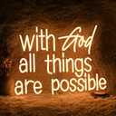 With God All Things Are Possible Neon Sign Bright Warm White God Led Neon Lights for Wall Decor Dimmable USB Powered Light up God Sign 16.9x13 Inch Neon Light Sign for Room Party Wedding Church Decor