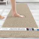 MAYSHINE Plush Shaggy Chenille Bath Mat | Extra Soft, Super Absorbent, Non-Slip Bathroom Rug | Fluffy Microfiber, Area Rug Sets for Bathroom Floor, Kitchen, Living Room | 71"x31" | Beige