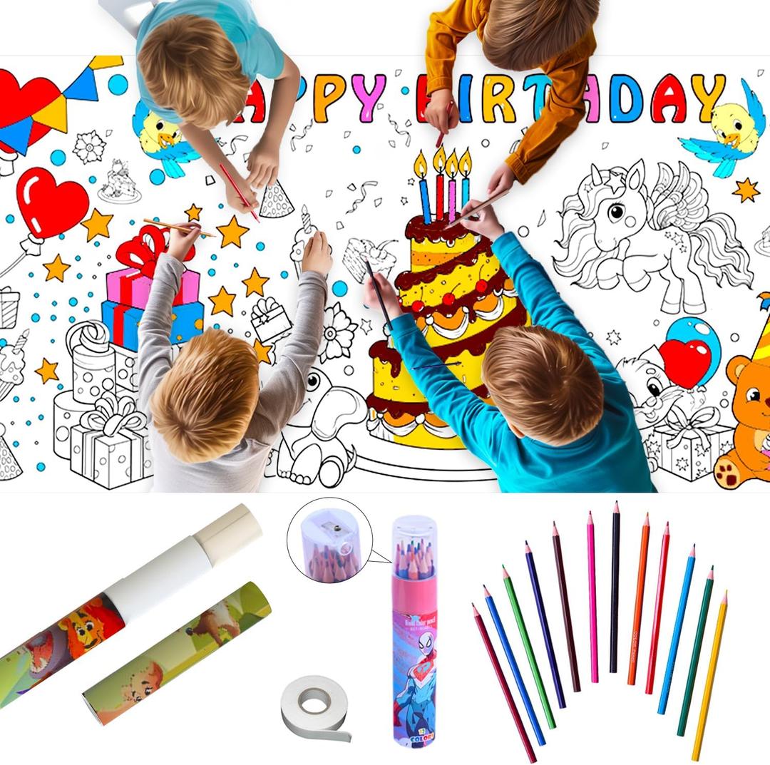 Craftndraw Giant Kids Coloring Poster - 30" X 72", No Creases Paper Roll, Fall Activities