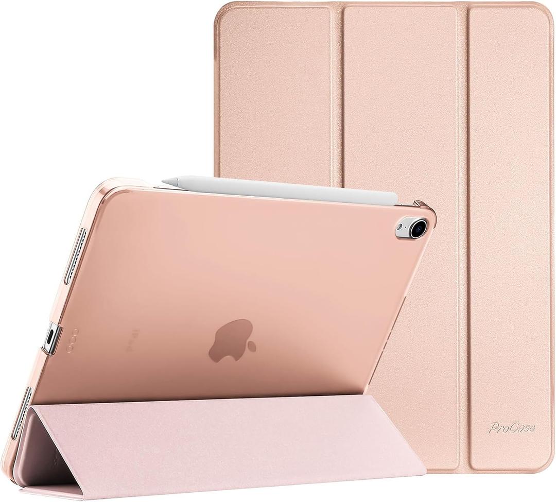 ProCase Smart Case for iPad Air 11-inch M3 M2 2025 2024/10.9 Air 5th 4th Generation 2022 2020, Protective Cover for Air 5 4 -Rosegold