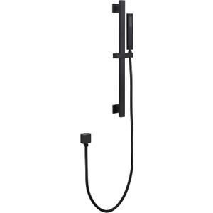Bathroom Shower Slide Bar with Hand Shower Combo Set, 26.5 Inch Sliding Bar with Extr Long Shower Hose and Stainless Steel Wall Supply Eibow, Matte Black