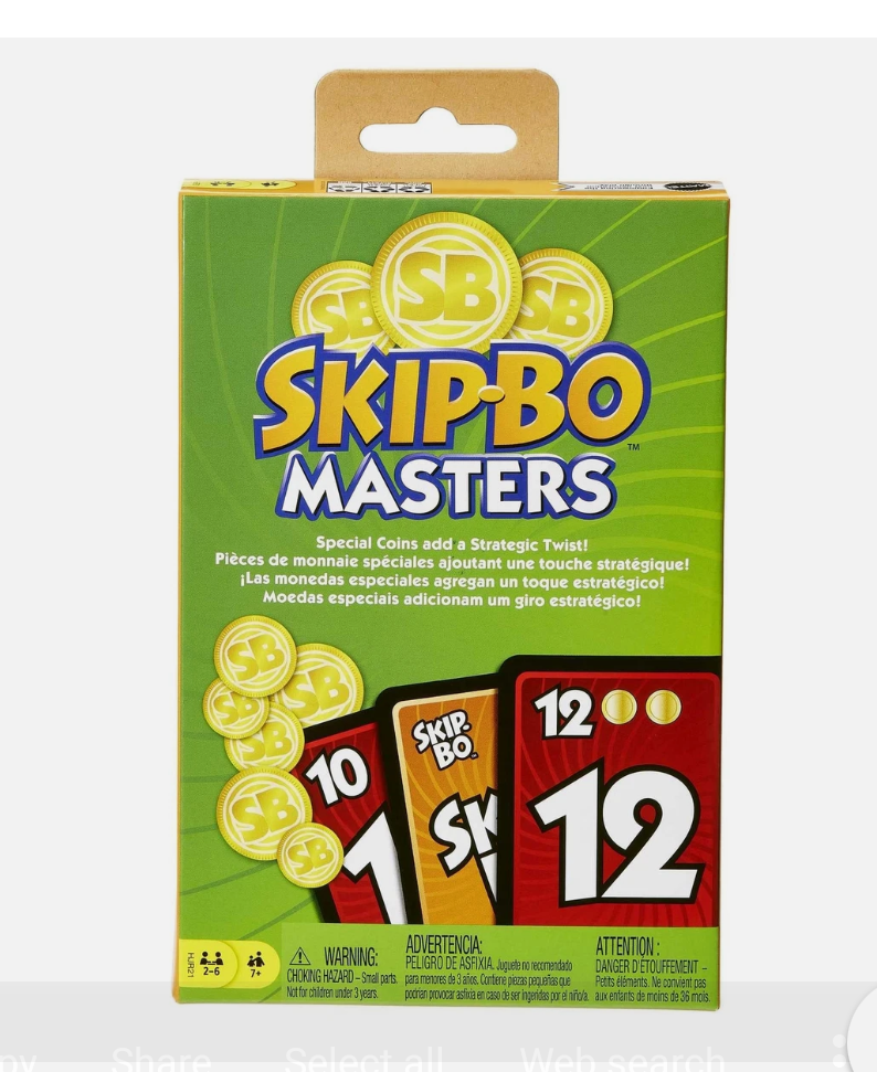 Multicolor Skip Bo Masters Game with Special Strategy Coins for Family Fun