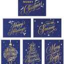 Hallmark Boxed Christmas Cards Assortment, Blue and Gold Holidays (6 Designs, 72 Cards with Envelopes)