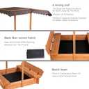 BIRASIL Wood Sandbox with Cover, Sand Box with 2 Bench Seats for Aged 3-8 Years Old, Sand Box for Backyard Garden, Beach Patio Outdoor (Natural Wood, 48 Inch)