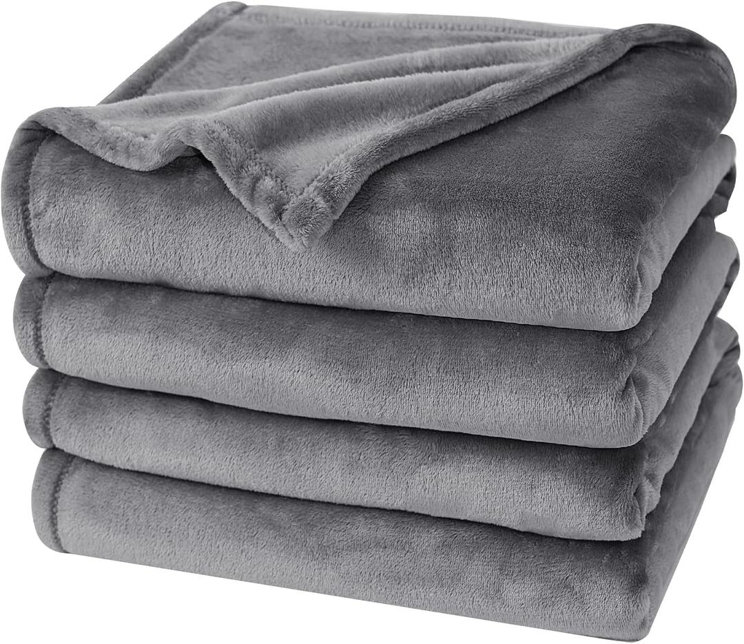PHF Ultra Soft Fleece Blanket Twin Size, No Shed No Pilling Luxury Plush Cozy 300GSM Lightweight Blanket for Bed, Couch, Chair, Sofa, Perfect Decorations Gifts, 66" x 90", Grey