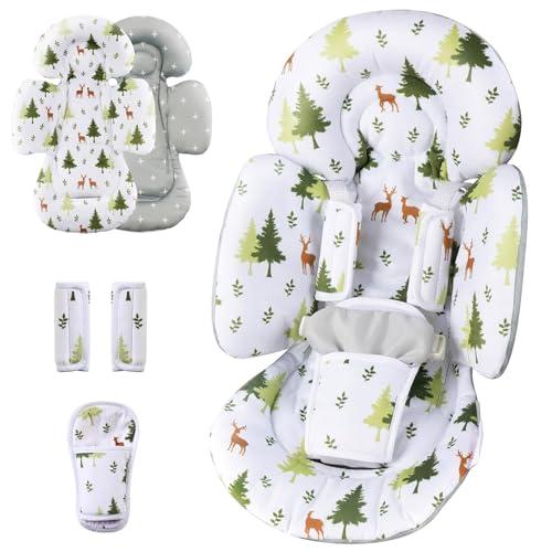Generic Infant Insert Compatible with 4moms Mamaroo Swing & Graco Swing and Infant Car Seat, Newborn Insert, Baby Head and Body Support, Reversible Design, Breathable Soft Fabric, 1Pcs - Green Forest