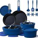 CAROTE 21pcs Pots and Pans Set Non Stick, Nonstick Cookware Set, Dishwasher/Oven/Fridge Safe Pots and Pans, Removable Handle RV Oven Safe Cookware, Induction Kitchen Set, Blue