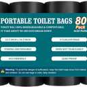 80 PCS 13 Gallon Portable Toilet Bags for Camping, Biodegradable Trash bags - 1 Mills Thickened Waste Bag, Camping Poop Bag for Trash Lawn, Leaf Yard, Home, Travel, Outdoor