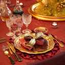 Set of 4 Christmas Placemats 15 Inch Scalloped Cotton Linen Placemats Embroidery Christmas Buffalo Plaid Placemat Washable Red and Black Plaid Place Mats for Xmas Holiday Dinner Table Setting Decor