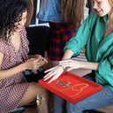 Lainrrew Jewelry Tray, 4 Pack Jewelry Organizer Velvet Jewelry Tray Stackable Jewelry Trays, Necklace & Earring Holder, Divided Bracelet & Ring Storage, 13.8"x9.5"x1.2" (Red)