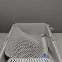 Stainless Steel Litter Box | XL Enclosed Cat Litter Boxs with Lid for Big Cats | High Sided, Anti-Urine Leakage | Non-Stick Bottom & Includes Litter Mat & Metal Scoop (Silver Gray)