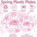 60PCS Pink Plastic Plates - Elegant Pink Floral Plate - Heavy Duty Flower Plate Disposable Include 30 Dinner & 30 Dessert Plates for Bridal Shower Wedding Spring Party