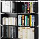 MOYIPIN Bookshelves, Assembled Storage Rack, Bedroom Living Room Vertical Cabinet Bookshelf, Double Row 10-Grid Multi-Functional Storage Equipment (Black)