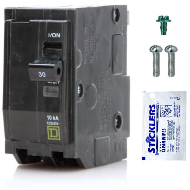 Genuine Square D QO230 Circuit Breaker Kit, 30 Amp (30A) Double Pole (2 Pole), 120/240V AC, 10kAIC, Plug-in Mount for QO Load Centers & Panels, Visi-Trip Indicator, New Replacement